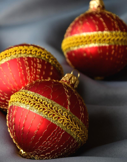 Sada vánočních koulí ELISABETH 6 ks - ČERVENÁ